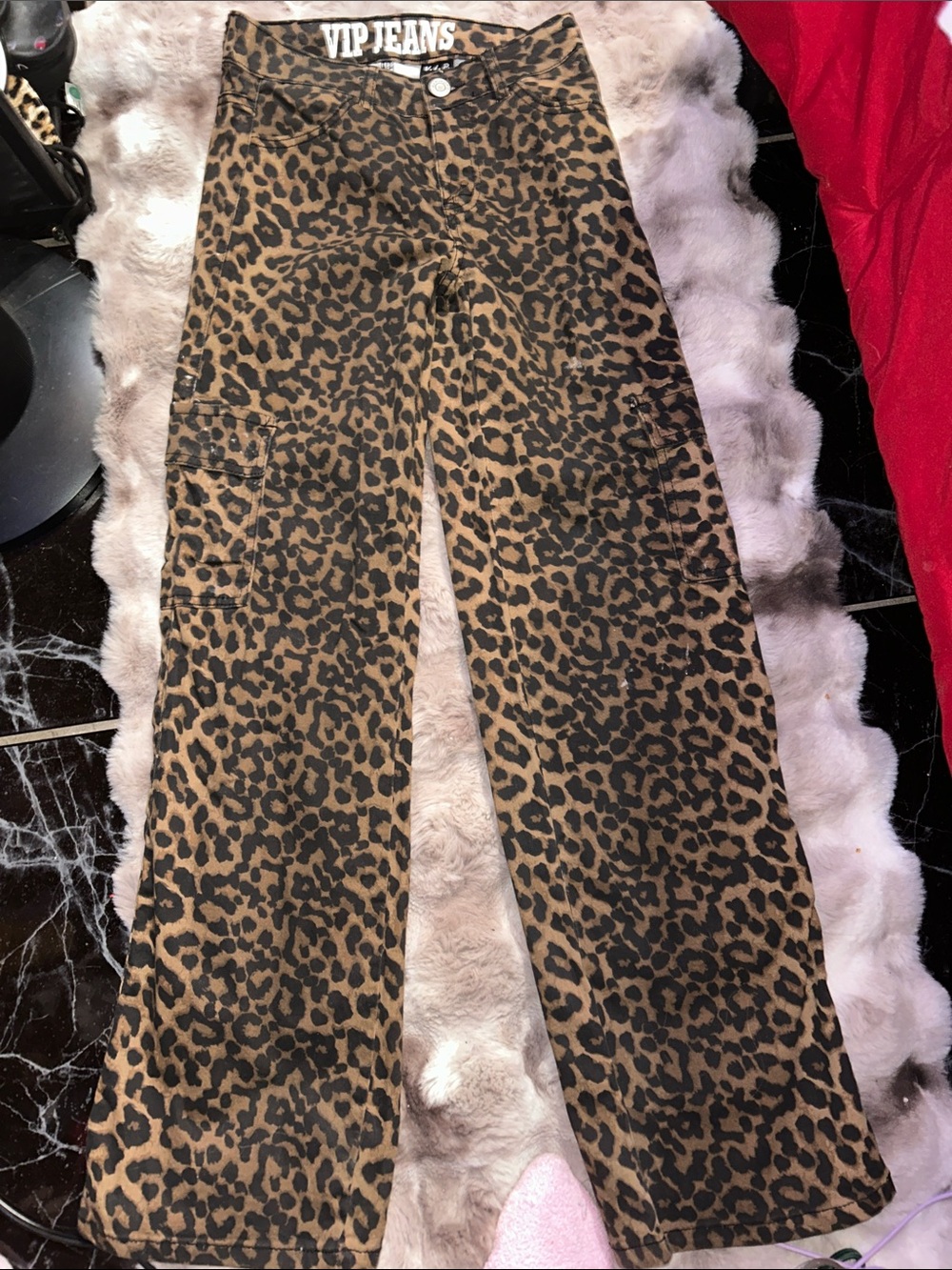 VIP Leopard Print Cargo Pants - Brown/Black